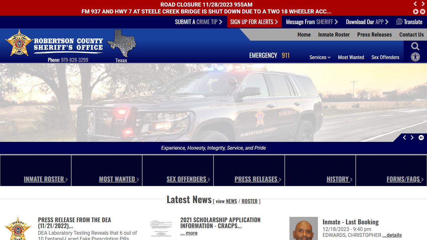 Inmate Roster - Robertson County TX Sheriff